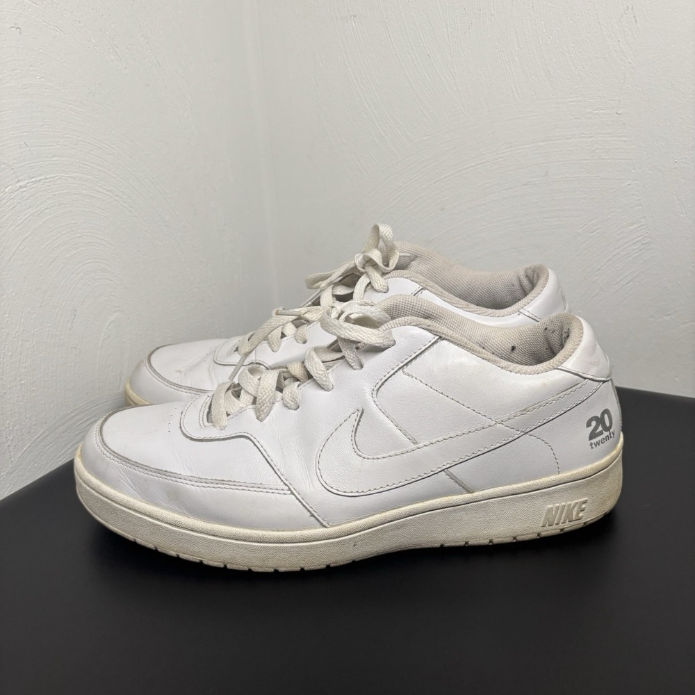 Vtg NIKE 20 Twenty 309422-111 Men's Sz 10.5 Triple White Leather‎ Athletic Shoes